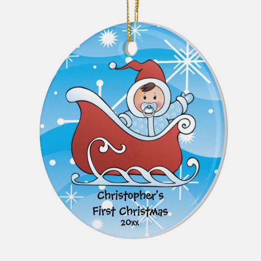 Snow Sleigh Baby's eerste kerst Ornament (Links)