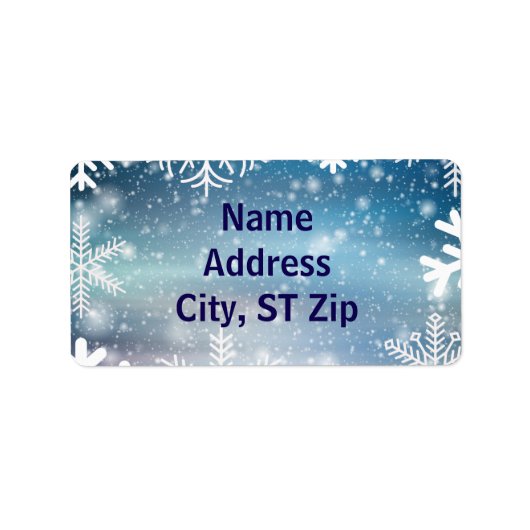 Snow Snowflake Personal Address Holiday Winter Etiket (Voorkant)