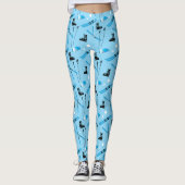 Snow Sports Blue Skiing Pattern Leggings (Voorkant)