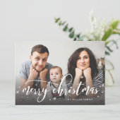 Snow Sprinkle Whimsical-kerstfoto Greep Feestdagenkaart (Staand voorkant)