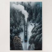Snow Steam Locomotief op een viaduct natuur puzzel Legpuzzel (Verticaal)