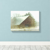 Snow Storm Barn Canvas Afdruk (Insitu (Houten vloer))