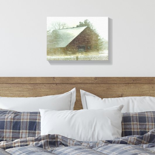 Snow Storm Barn Canvas Afdruk (Insitu (Slaapkamer))