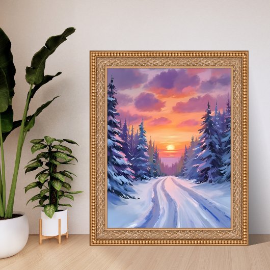 Snow Sunset | Winter Mountain Landscape Poster