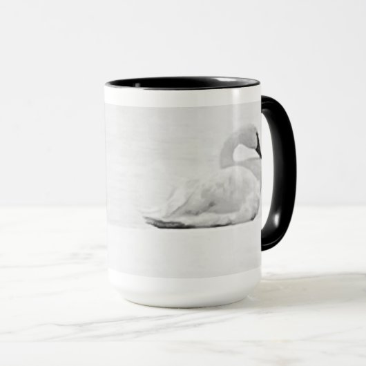 Snow Swans Black and White Mug Mok (Voorkant rechts)
