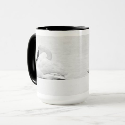 Snow Swans Black and White Mug Mok (Voorkant links)