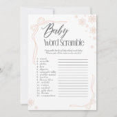 Snow Taupe Bow Baby Word Scramble Game Kaart (Voorkant)