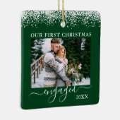 Snow Top Our First Kerstman Engaged Photo Green Keramisch Ornament (Rechts)