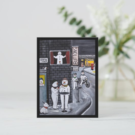 Snow Town Painting by Alfred Fox Briefkaart (Staand voorkant)