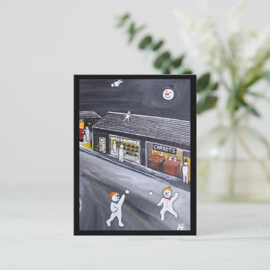 Snow Town Painting by Alfred Fox Briefkaart (Staand voorkant)