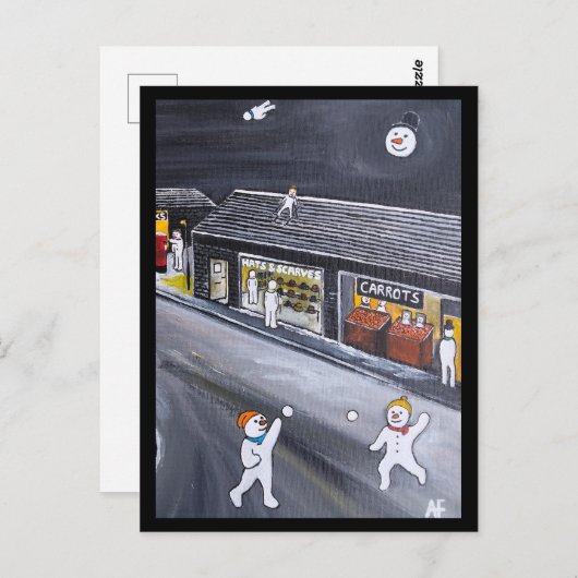 Snow Town Painting by Alfred Fox Briefkaart (Voorkant / Achterkant)