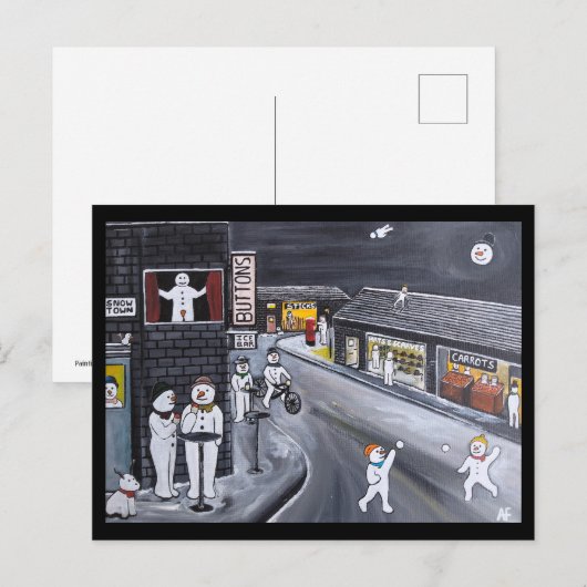 Snow Town Painting by Alfred Fox Briefkaart (Voorkant / Achterkant)