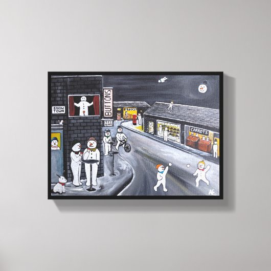 Snow Town Painting by Alfred Fox Canvas Afdruk (Voorkant)