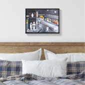 Snow Town Painting by Alfred Fox Canvas Afdruk (Insitu (Slaapkamer))