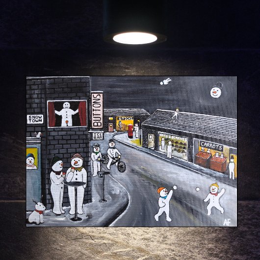 Snow Town Painting by Alfred Fox Canvas Afdruk