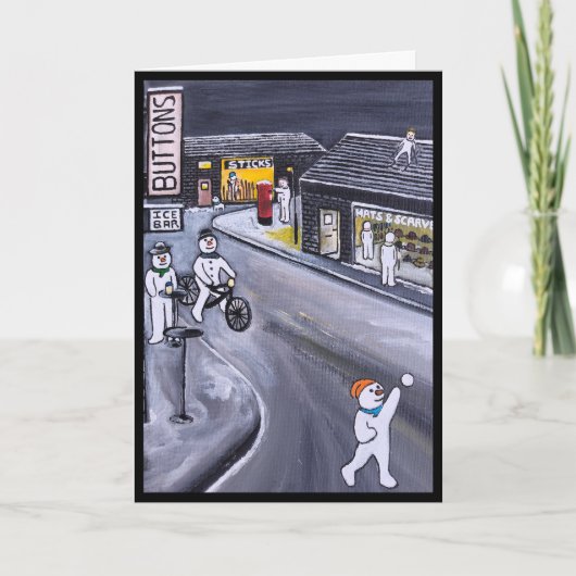 Snow Town Painting by Alfred Fox Kaart (Voorkant)