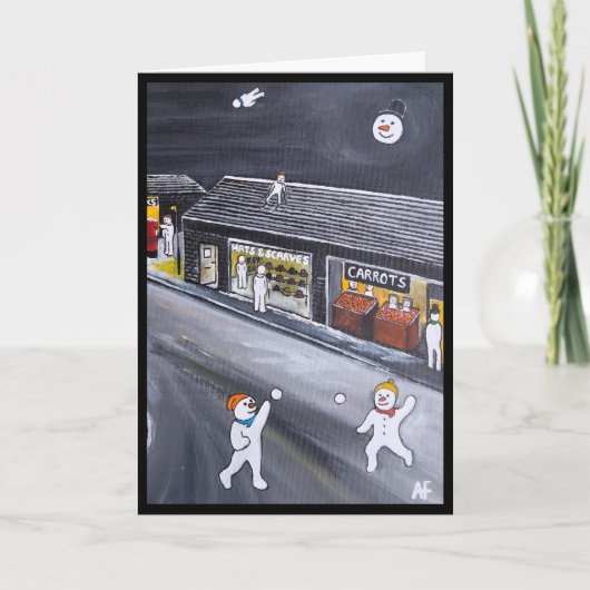 Snow Town Painting by Alfred Fox Kaart (Voorkant)