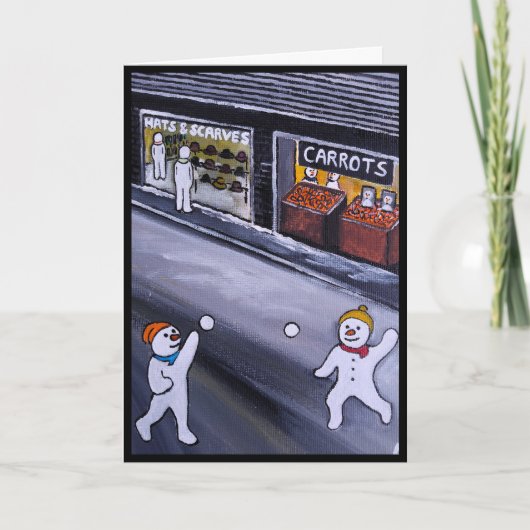 Snow Town Painting by Alfred Fox Kaart (Voorkant)