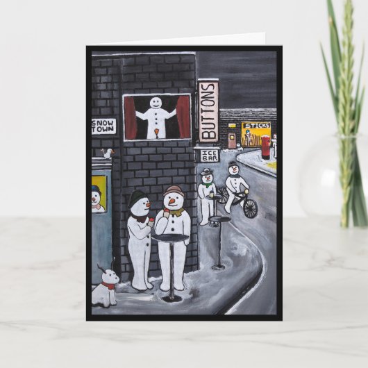 Snow Town Painting by Alfred Fox Kaart (Voorkant)