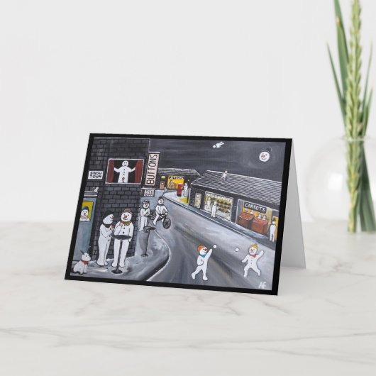 Snow Town Painting by Alfred Fox Kaart (Voorkant)