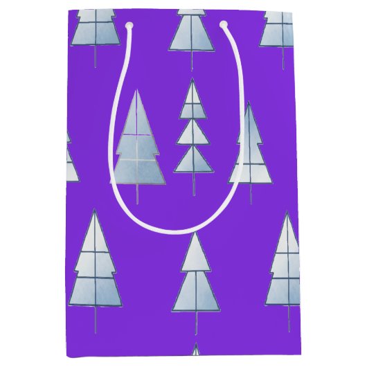 Snow Trees Elegant Winter Medium Cadeauzakje (Voorkant)