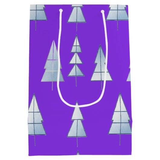 Snow Trees Elegant Winter Medium Cadeauzakje (Achterkant)