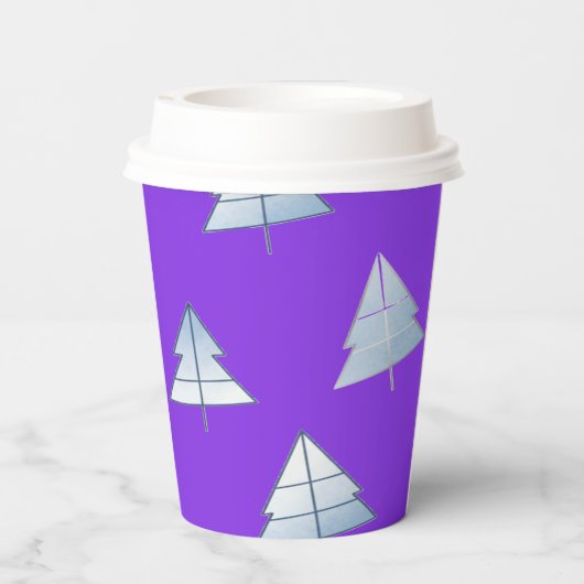 Snow Trees Elegant Winter Papieren Bekers (Achterkant)