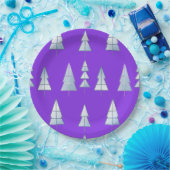 Snow Trees Elegant Winter Papieren Bordje (Feest)