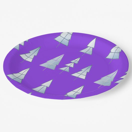 Snow Trees Elegant Winter Papieren Bordje (Gekanteld)