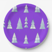 Snow Trees Elegant Winter Papieren Bordje (Voorkant)