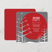 Snow Trees Winter Wonderland Holiday Party Invite Kaart (Voorkant / Achterkant)