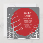 Snow Trees Winter Wonderland Holiday Party Invite Kaart (Voorkant)