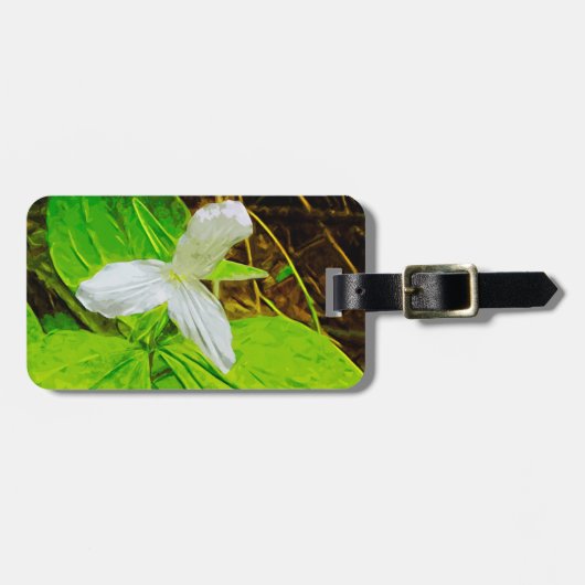 Snow Trillium a White Wilflower Abstract Bagagelabel (Voorkant horizontaal)