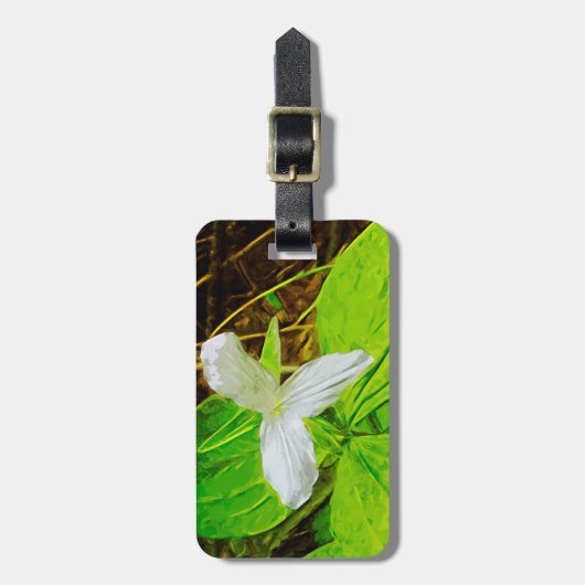 Snow Trillium a White Wilflower Abstract Bagagelabel (Voorkant verticaal)