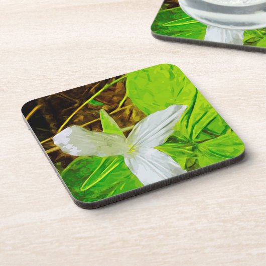 Snow Trillium a White Wilflower Abstract Drankjes Onderzetter (Linkerzijde)