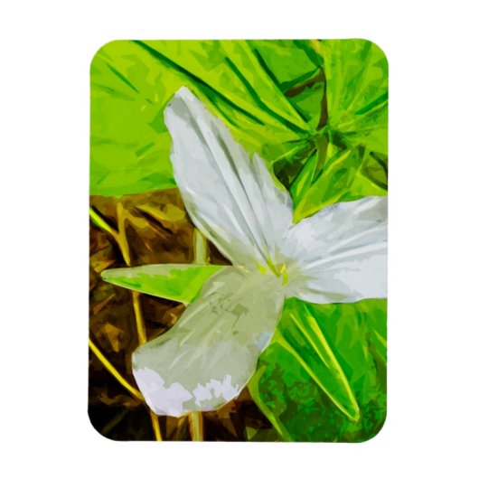 Snow Trillium a White Wilflower Abstract Magneet (Verticaal)