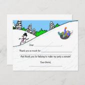 Snow Tubing Birthday Party bedankt dat u een notit (Voorkant / Achterkant)