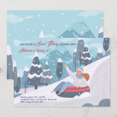 Snow Tubing Birthday Party Kaart (Voorkant / Achterkant)
