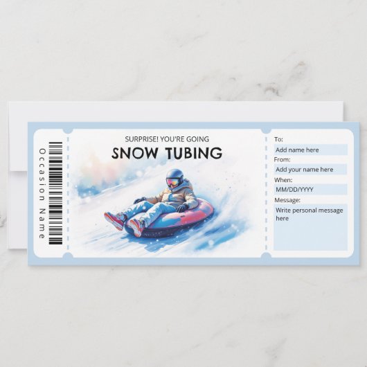 Snow Tubing Gift Certificate Kaart (Voorkant)