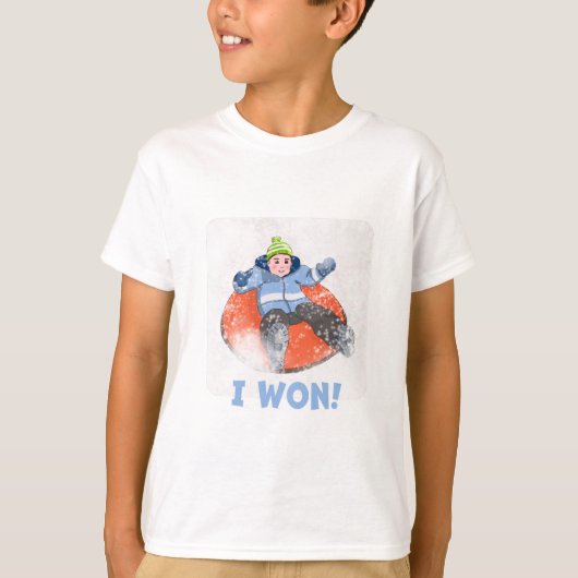 Snow Tubing Kids, I Won! T-shirt (Voorkant)