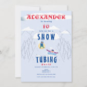 Snow Tubing Race Wintersport Verjaardagsfeest Kaart (Voorkant)