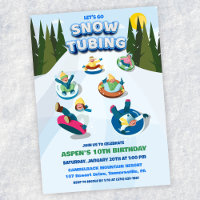 Snow Tubing Winter Verjaardag uitnodiging