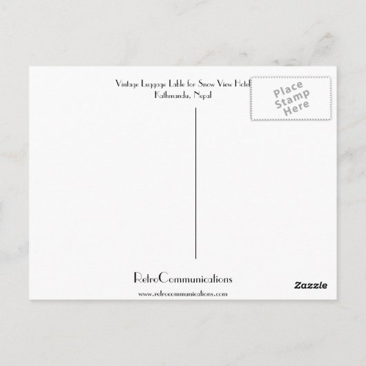 Snow Uitzicht Hotel Kathmandu Nepal Briefkaart (Achterkant)