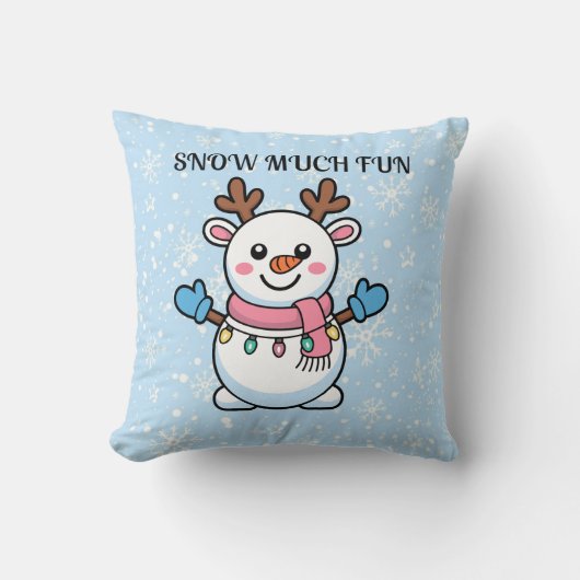 Snow Veel Plezier | Cute Winter Kussen (Voorkant)