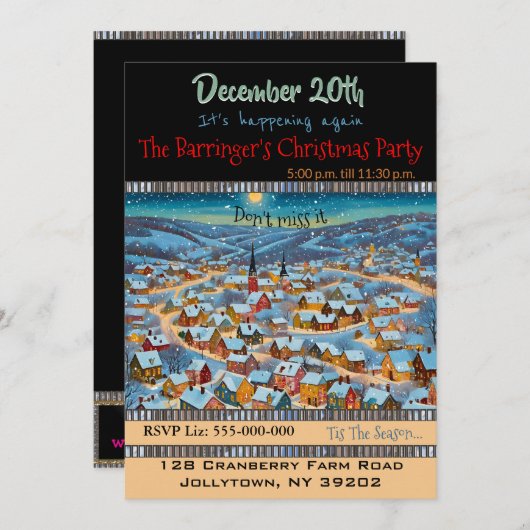 Snow Villages Laya Kerstfeest Uitnodiging (Voorkant / Achterkant)
