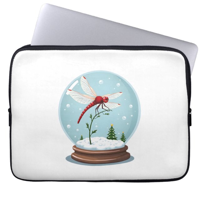Snow Wereldbol Dragonfly Laptop Sleeve (Voorkant)