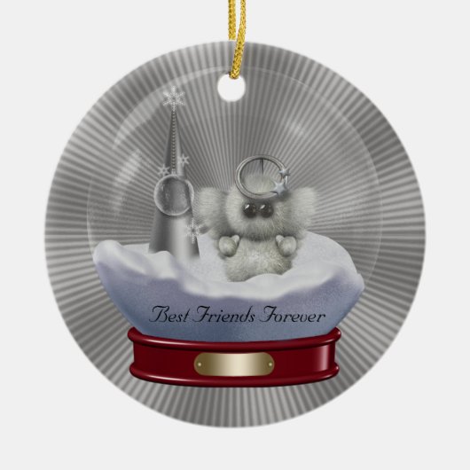 Snow Wereldbol Friends Forever kerstversiering Keramisch Ornament (Voorkant)