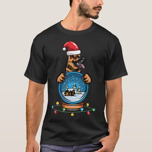 Snow Wereldbol German Shepherd T-shirt (Voorkant)