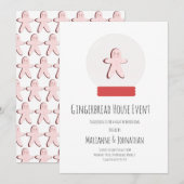 Snow Wereldbol Gingerbrood House Decorting Party Kaart (Voorkant / Achterkant)