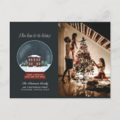 Snow Wereldbol Holiday Foto Moving Announge Feestdagenkaart (Voorkant)